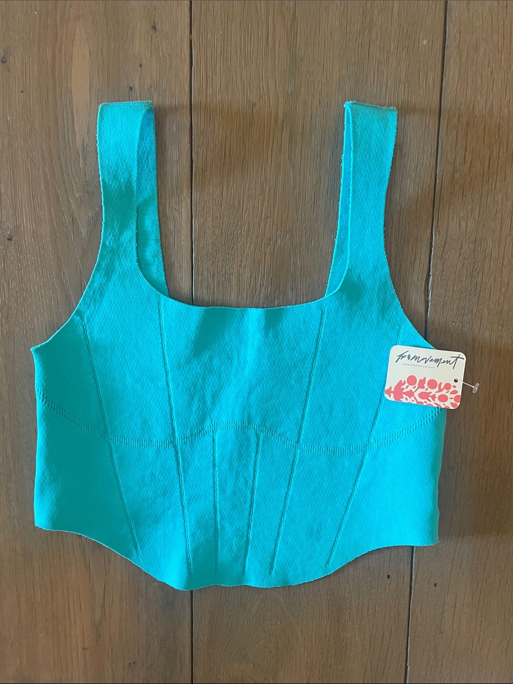 FP Movement by Free People Teal Structured Cropped Tank Top